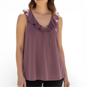 PAIGE Ruffle Tank Top - Mauve - Size Medium